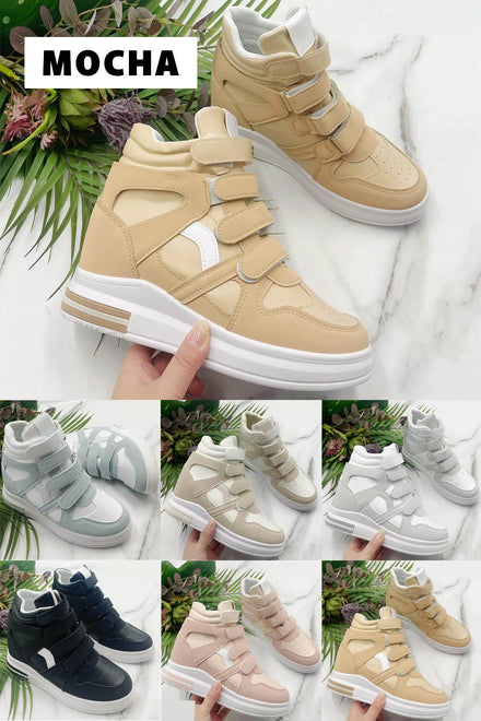 Women's Mocha Khaki Ankle Boot Hidden Wedge High Heel Platform