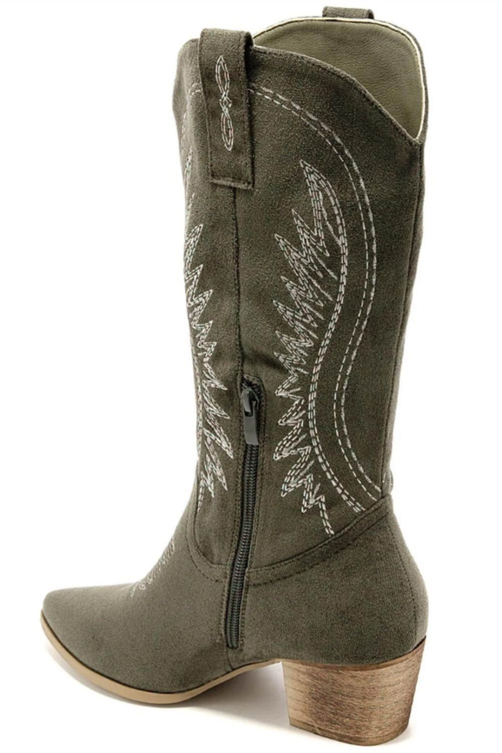 FAUX SUEDE WESTERN COWBOY BOOTS GREEN