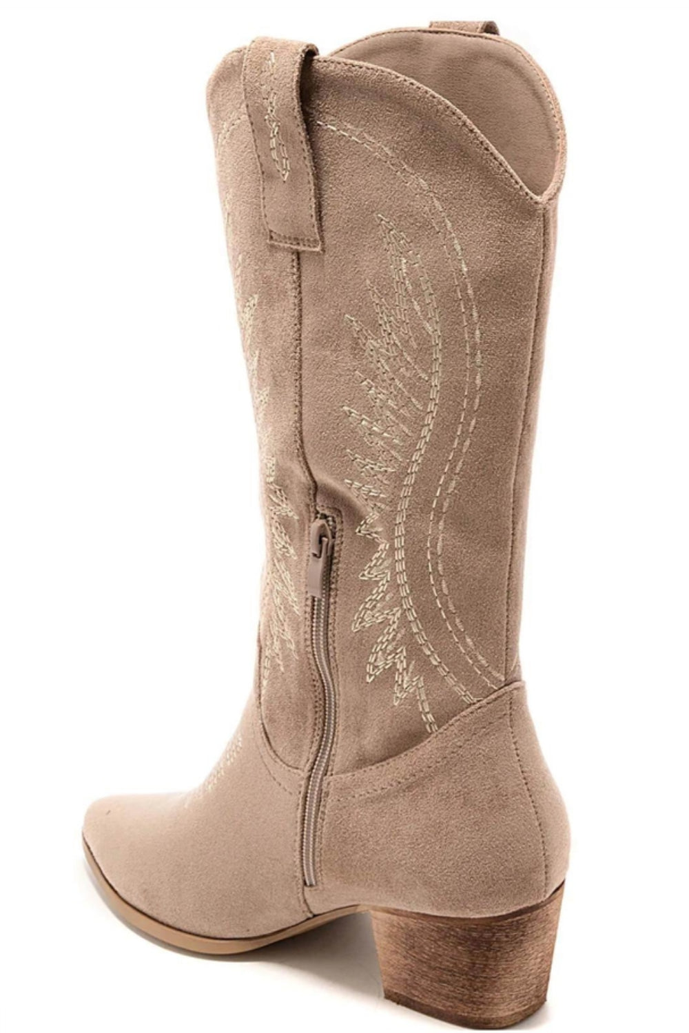 FAUX SUEDE WESTERN COWBOY BOOTS MOCHA