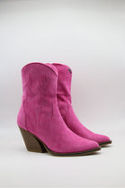 FUSCHIA COWBOY WESTERN ANKLE BOOTS WITH SIDE DETAIL