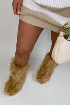 Beige Fluffy Faux Fur Boots