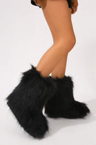 Black Fluffy Faux Fur Boots