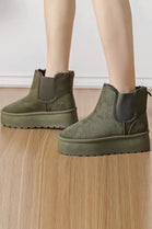 GREEN CHUNKY FUR ANKLE BOOT