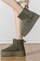 GREEN CHUNKY TAB FUR ANKLE BOOT