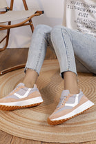 GREY LACE UP SIDE DETAIL FLAT TRAINERS SNEAKERS