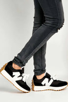 BLACK WHITE LACE UP FLAT SNEAKERS