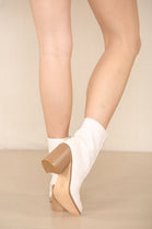 CREAM PU ANKLE BOOTS