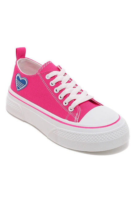 FUCHSIA CANVAS LACE UP SNEAKERS