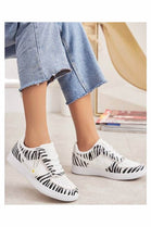 ZEBRA LACE UP FLAT SNEAKERS