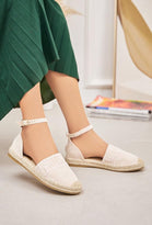 BEIGE ANKLE STRAP FAUX SUEDE ESPADRILLE SANDALS