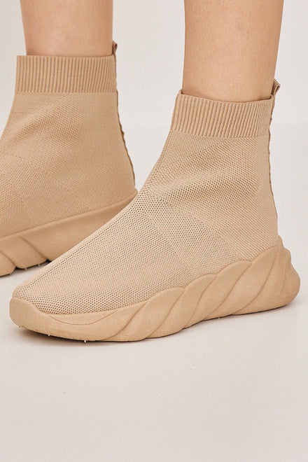 BEIGE SOCK SNEAKERS SHOES