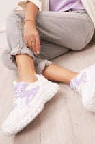 PURPLE CHUNKY LACE UP SIDE DETAIL SNEAKERS