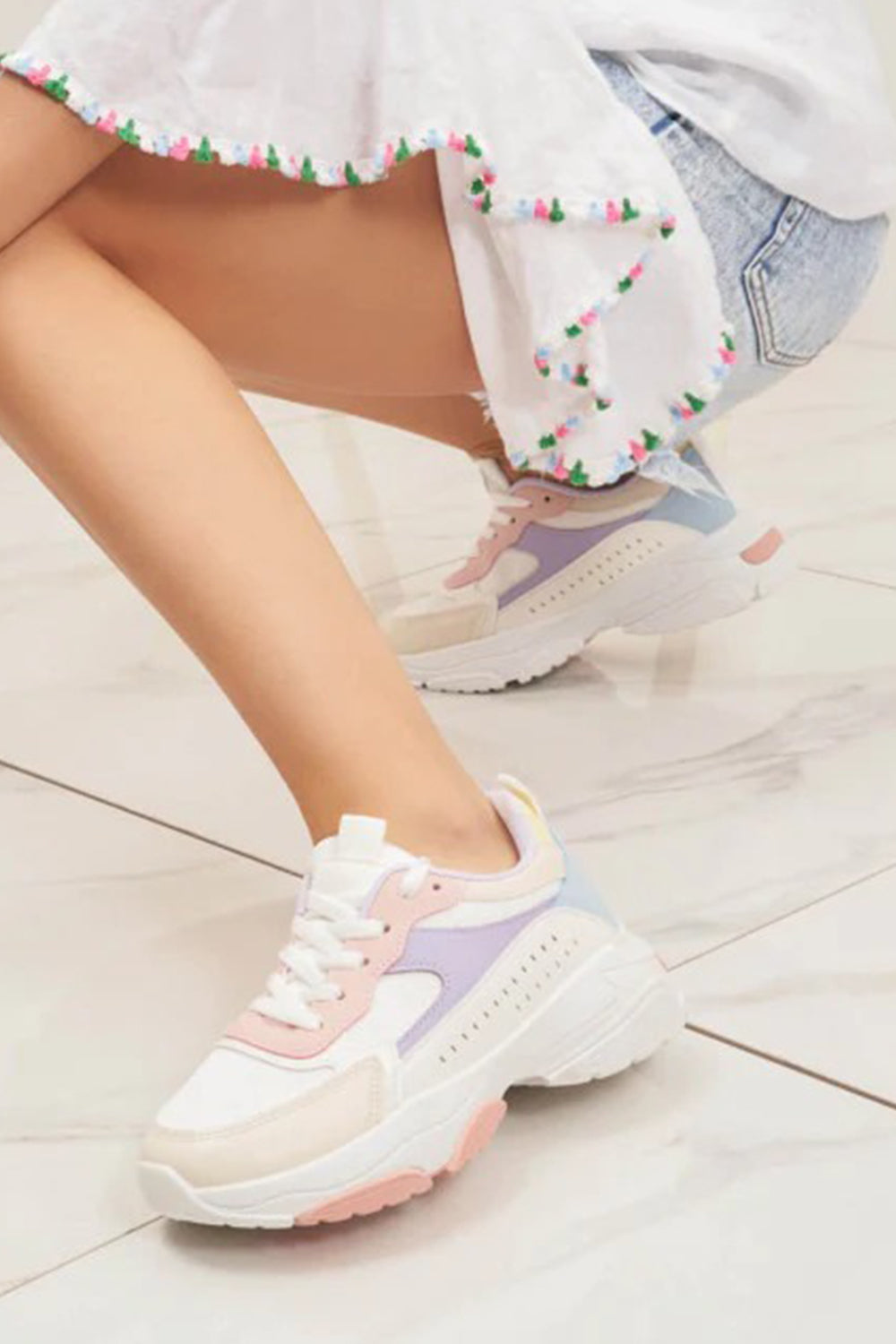 MULTICOLOUR LACE UP SNEAKERS