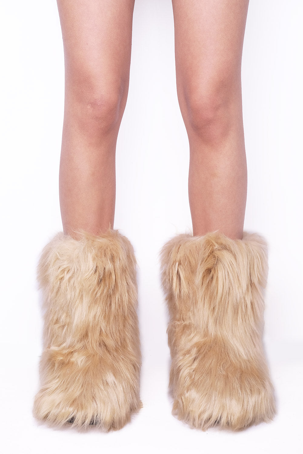 Beige Fluffy Faux Fur Boots