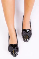 Black Patent Chunky Bow Loafers