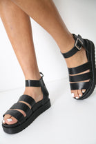 Black Gladiator Chunky Strappy Sandals