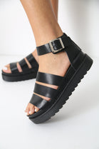 Black Gladiator Chunky Strappy Sandals