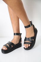 Black Heel Strap Chunky Platform Sandals