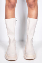 CREAM CHUNKY SOLE CALF BOOT