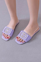 Purple Buckle Detail Slider Sandals